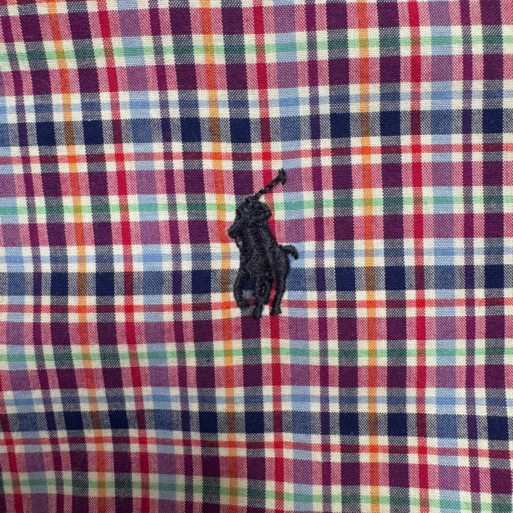 Ralph Lauren Boys Plaid Button Down Shirt L 14-16 Multi Color Long Sleeve Cotton